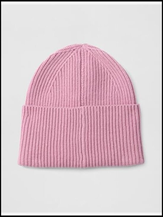 Ribbed Knit Beanie Hat with Woven Logo - Pull-On Style main image 3